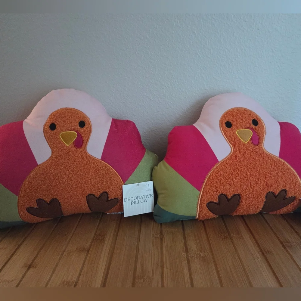 Set Of 2 Turkey Pillows Fall 2024 Target Collection Pastel Thanksgiving NWT